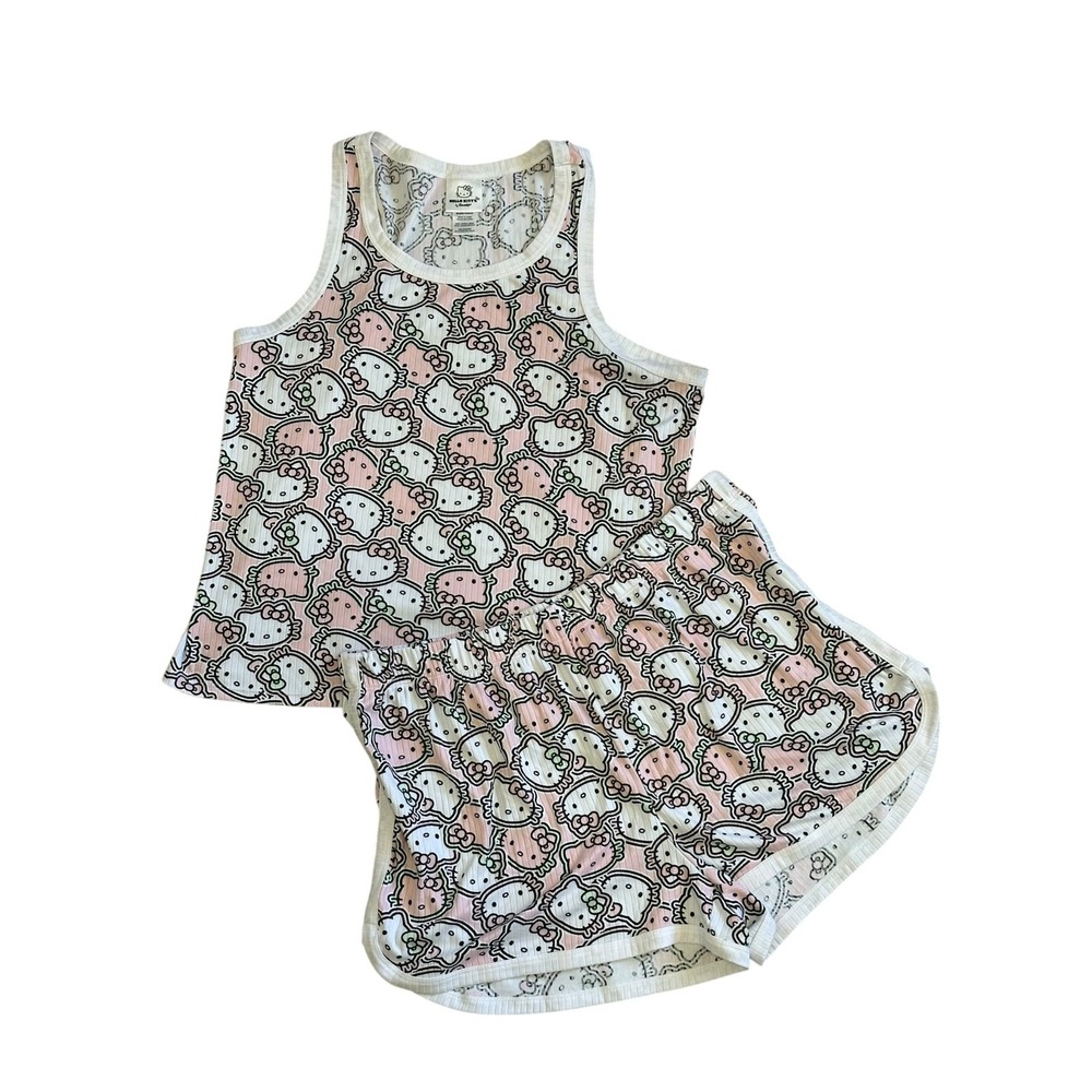 Hello Kitty by Sanrio Sleepwear Tank Top Shorts Pajama‎ Set XL Pink White
